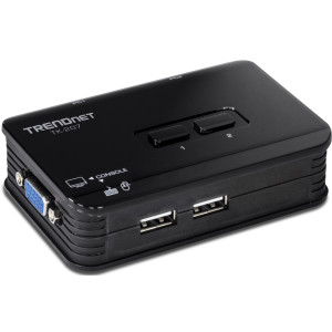 TRENDnet TK-207K 2-Port Desktop KVM Switch, 2048 x 1536 resolution, 2 USB 2.0, 1 x VGA/SVGA HDB 15-pin (Female)